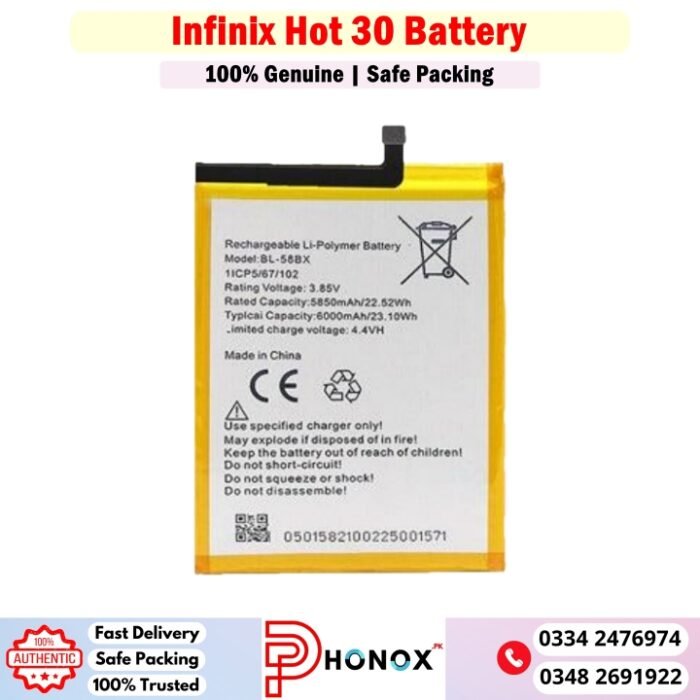 Infinix Hot 30 Battery Price In Pakistan