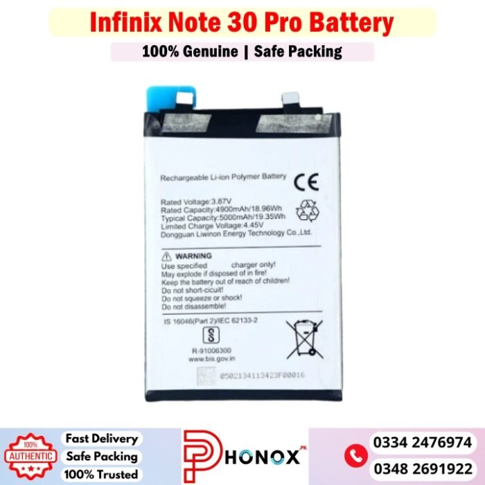Infinix Note 30 Pro Battery Price In Pakistan