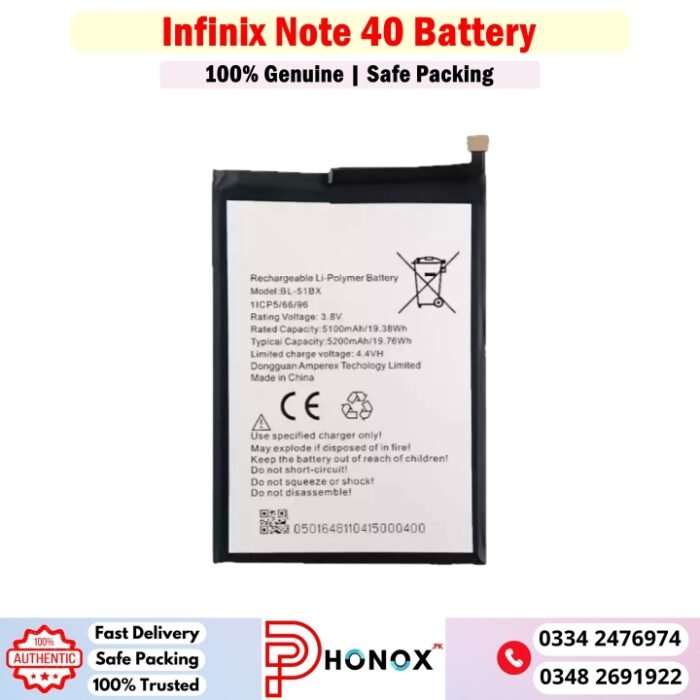 Infinix Note 40 Battery Price In Pakistan