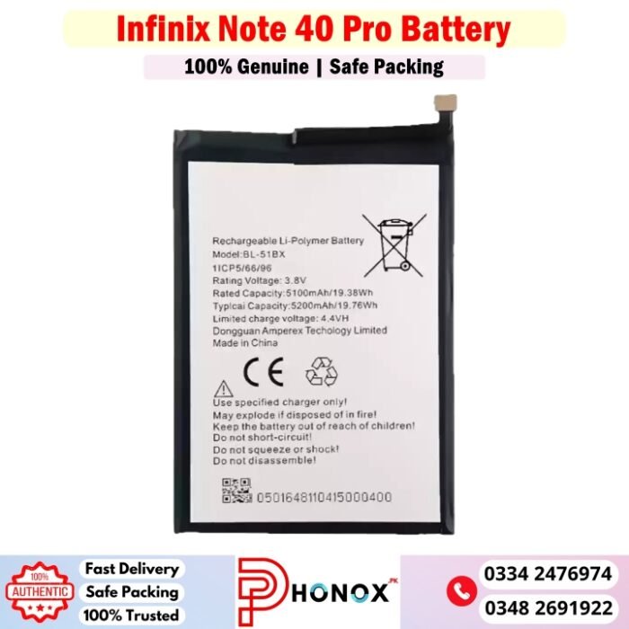 Infinix Note 40 Pro Battery Price In Pakistan