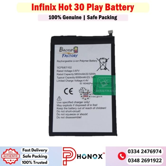Infinix Hot 30 Play Battery Price In Pakistan