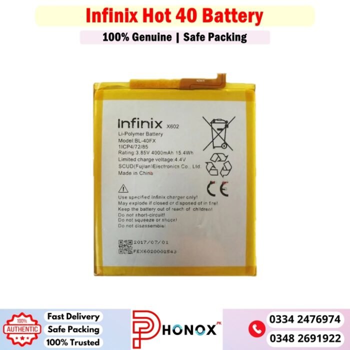 Infinix Hot 40 Battery Price In Pakistan