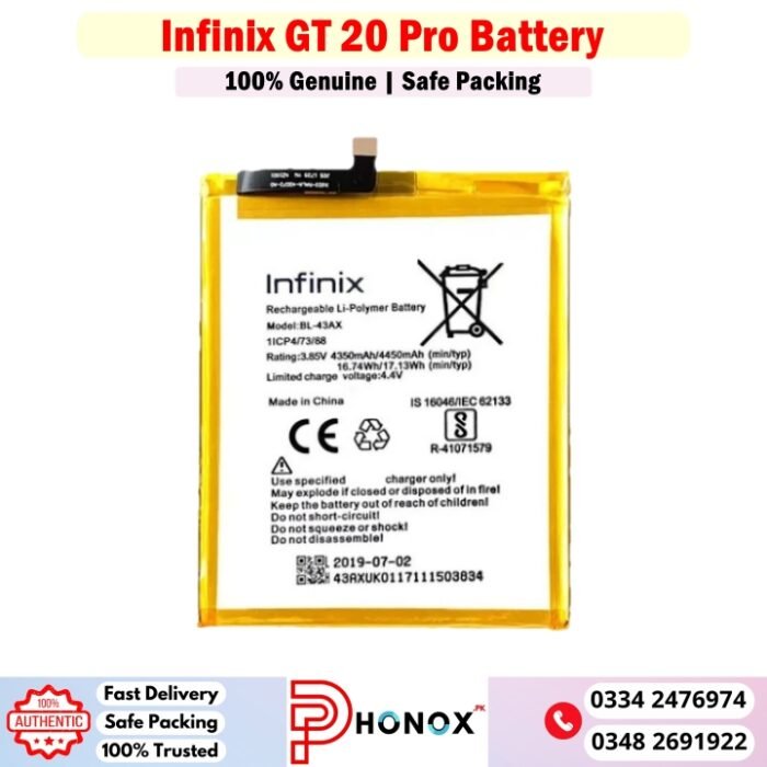 Infinix GT 20 Pro Battery Price In Pakistan